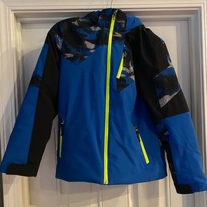 Boys Spyder youth 14 hooded ski jacket & free complimenting neon pants